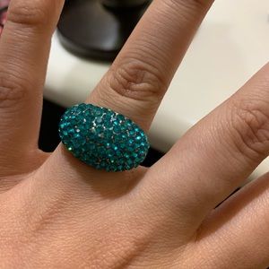 Teal Crystal Dome Ring